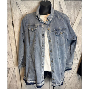 Women's LOGO Lori Goldstein Blue Jean Jacket Plus Size 26W